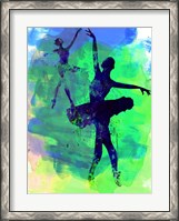 Framed Two Dancing Ballerinas Watercolor 3