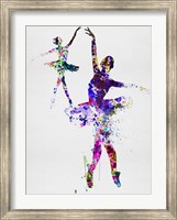 Framed Two Dancing Ballerinas Watercolor 4