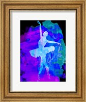Framed White Ballerina Watercolor 1