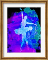 Framed White Ballerina Watercolor 1