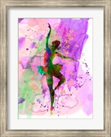 Framed Ballerina Dancing Watercolor 1