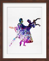 Framed Ballet Dancers Watercolor 1