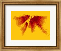 Framed Brown and Yellow Radiant  World Map