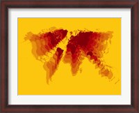 Framed Brown and Yellow Radiant  World Map