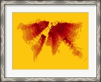 Framed Brown and Yellow Radiant  World Map