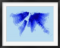 Framed Blue Radiant  World Map