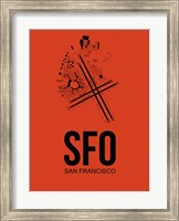 Framed SFO San Francisco Airport Orange