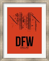 Framed DFW Dallas Airport Orange