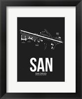 Framed SAN San Diego Airport Black