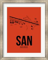 Framed SAN San Diego Airport Orange