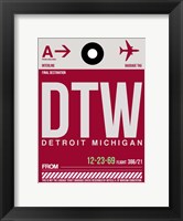Framed DTW Detroit  Luggage Tag 1