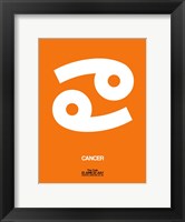 Framed Cancer Zodiac Sign White on Orange