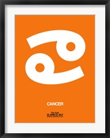 Framed Cancer Zodiac Sign White on Orange