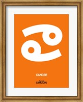 Framed Cancer Zodiac Sign White on Orange