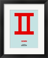 Framed Gemini Zodiac Sign Red