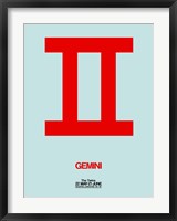 Framed Gemini Zodiac Sign Red