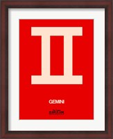 Framed Gemini Zodiac Sign White on Red