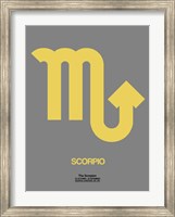 Framed Scorpio Zodiac Sign Yellow on Grey