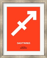 Framed Sagittarius Zodiac Sign White on Orange