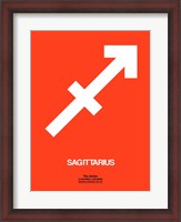 Framed Sagittarius Zodiac Sign White on Orange