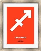 Framed Sagittarius Zodiac Sign White on Orange