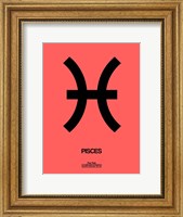 Framed Pisces Zodiac Sign Black