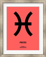 Framed Pisces Zodiac Sign Black