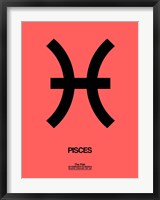 Framed Pisces Zodiac Sign Black