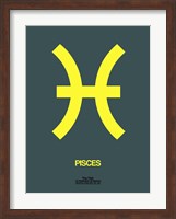 Framed Pisces Zodiac Sign Yellow