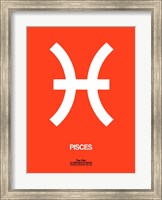 Framed Pisces Zodiac Sign White on Orange