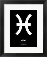 Framed Pisces Zodiac Sign White