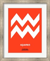 Framed Aquarius Zodiac Sign White on Orange