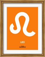 Framed Leo Zodiac Sign White on Orange