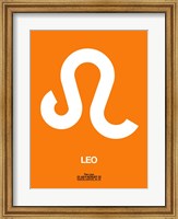 Framed Leo Zodiac Sign White on Orange