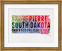 Framed South Dakota Watercolor Word Cloud