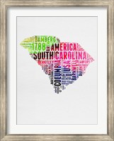Framed South Carolina Watercolor Word Cloud