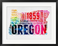 Framed Oregon Watercolor Word Cloud