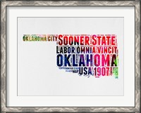 Framed Oklahoma Watercolor Word Cloud