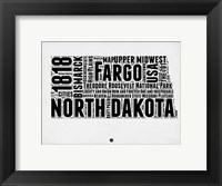 Framed North Dakota Word Cloud 2