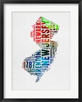 Framed New Jersey Watercolor Word Cloud