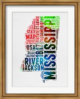 Framed Mississippi Watercolor Word Cloud