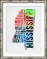 Framed Mississippi Watercolor Word Cloud