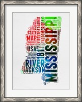 Framed Mississippi Watercolor Word Cloud