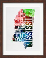 Framed Mississippi Watercolor Word Cloud