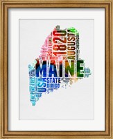 Framed Maine Watercolor Word Cloud