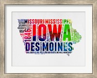 Framed Iowa Watercolor Word Cloud