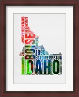 Framed Idaho Watercolor Word Cloud