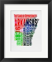 Framed Arkansas Watercolor Word Cloud