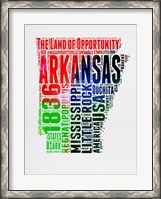 Framed Arkansas Watercolor Word Cloud