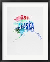 Framed Alaska Watercolor Word Cloud